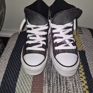 Converse Black Sparkle High-Top Sneakers with White Laces